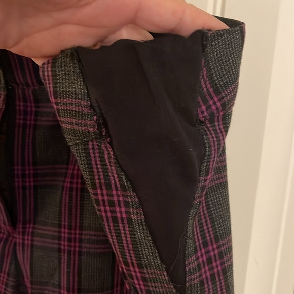 Lane‎ Bryant Women’s Slacks  20R plaid gray & purple Zipper expanded waistband . - Picture 2 of 13